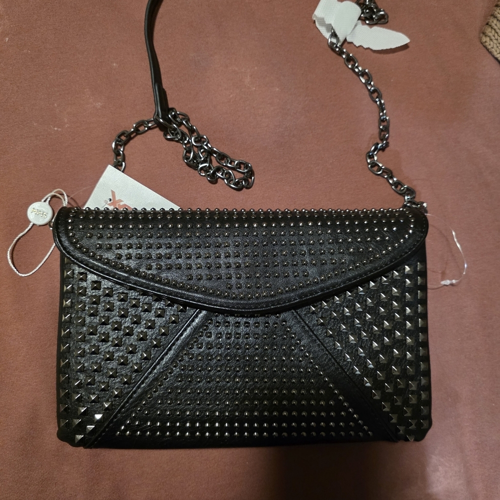 Studded Black Chain Clutch